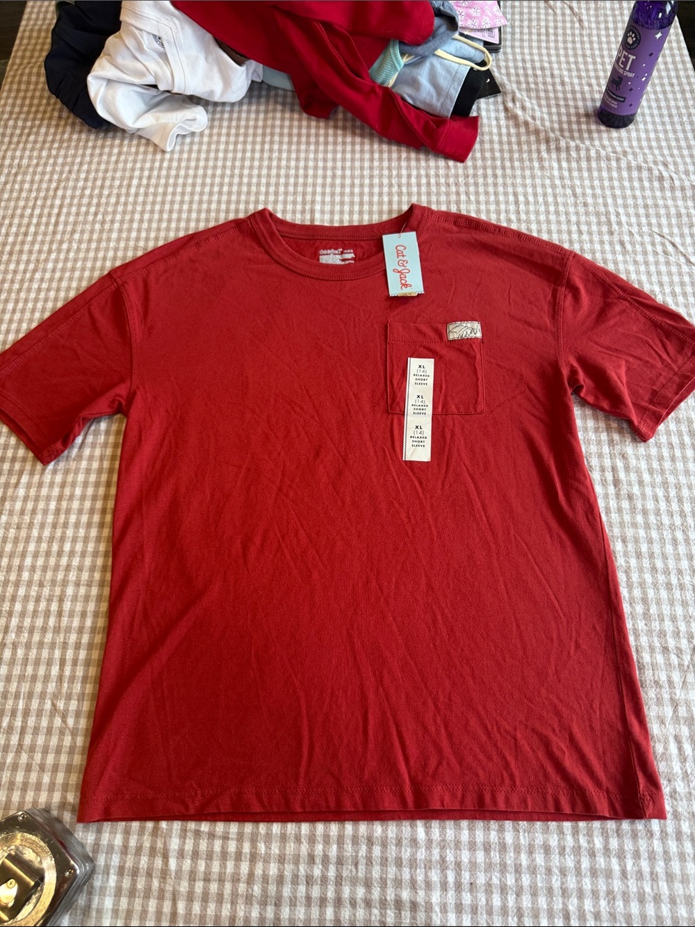 Cat & Jack Red Pocket Short-Sleeve Tee